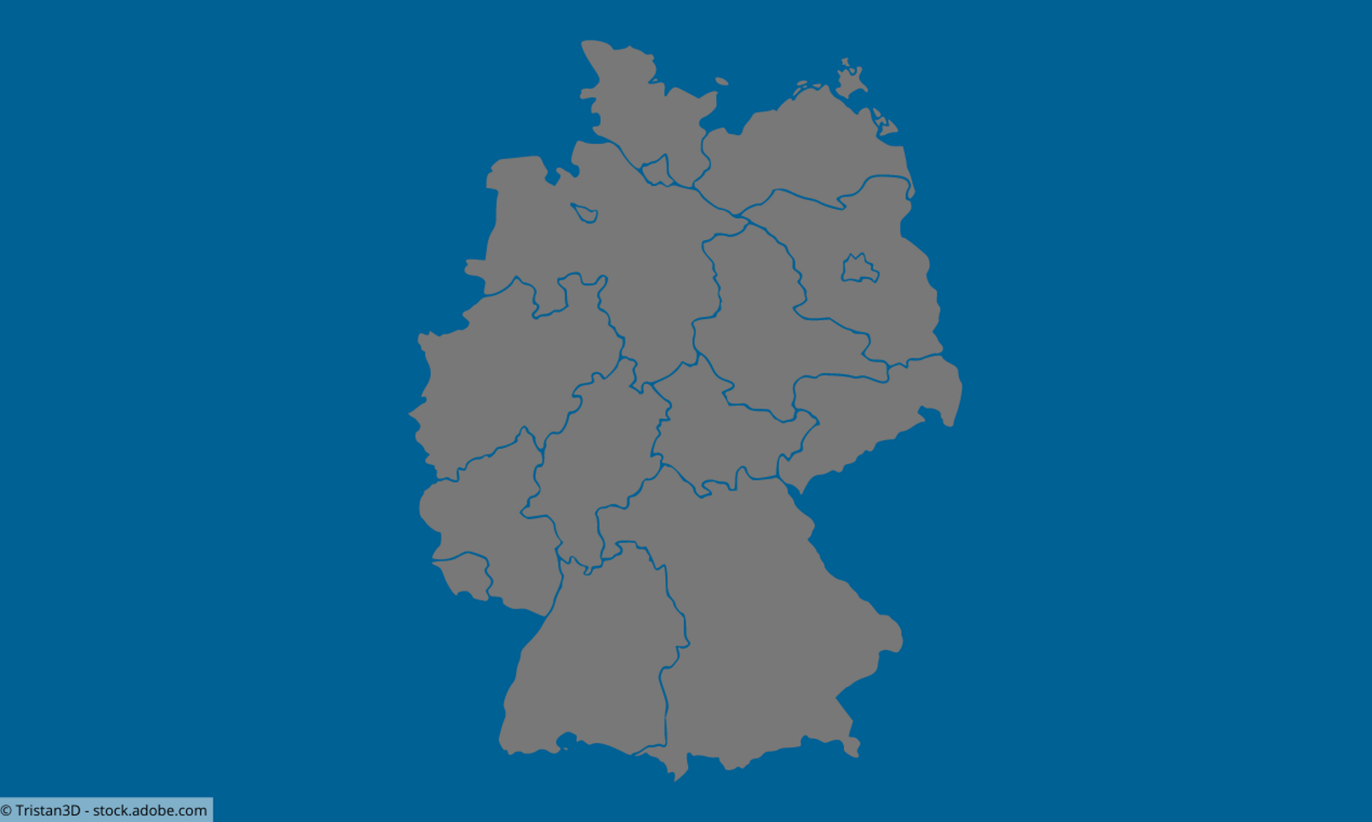 Deutschlandkarte mit Bundesländern vor blauem Hintergrund