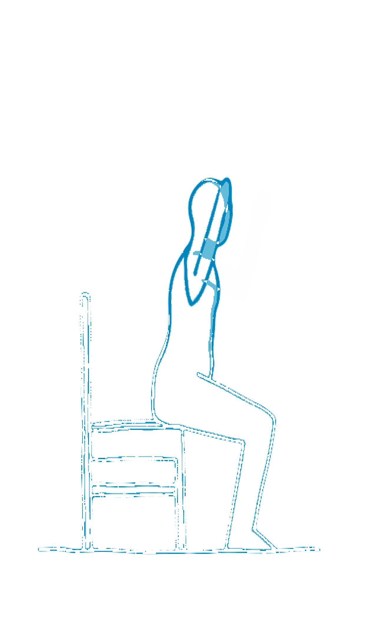 Animation: Sitzende Figur bewegt angewinkelte Arme vor und zurück