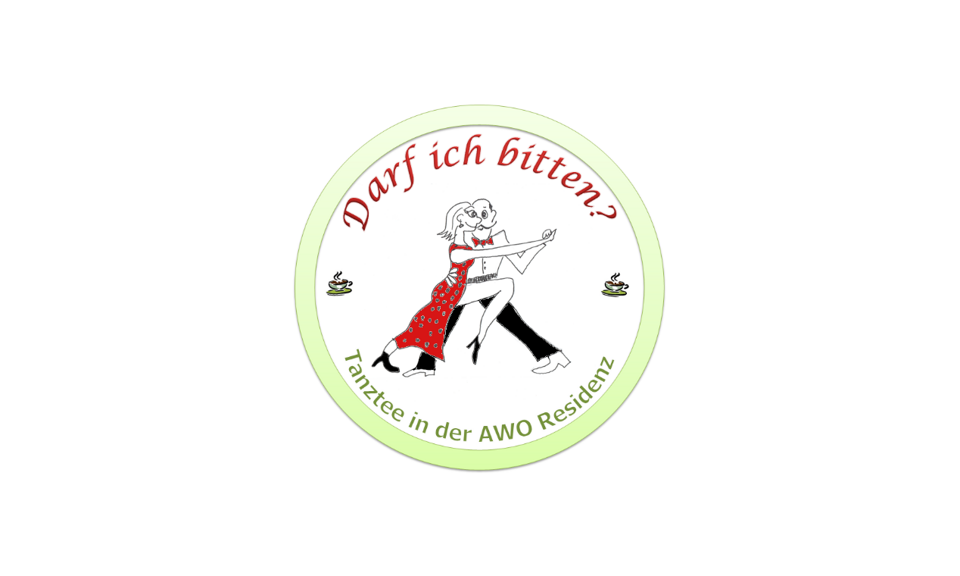 Logo Tanztee: Darf ich bitten? Illustration eines tanzenden Pärchens