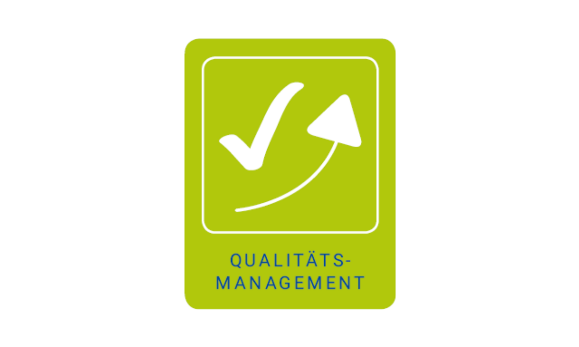 Logo Qualitätsmanagement: Ein nach oben zeigender Pfeil und Haken