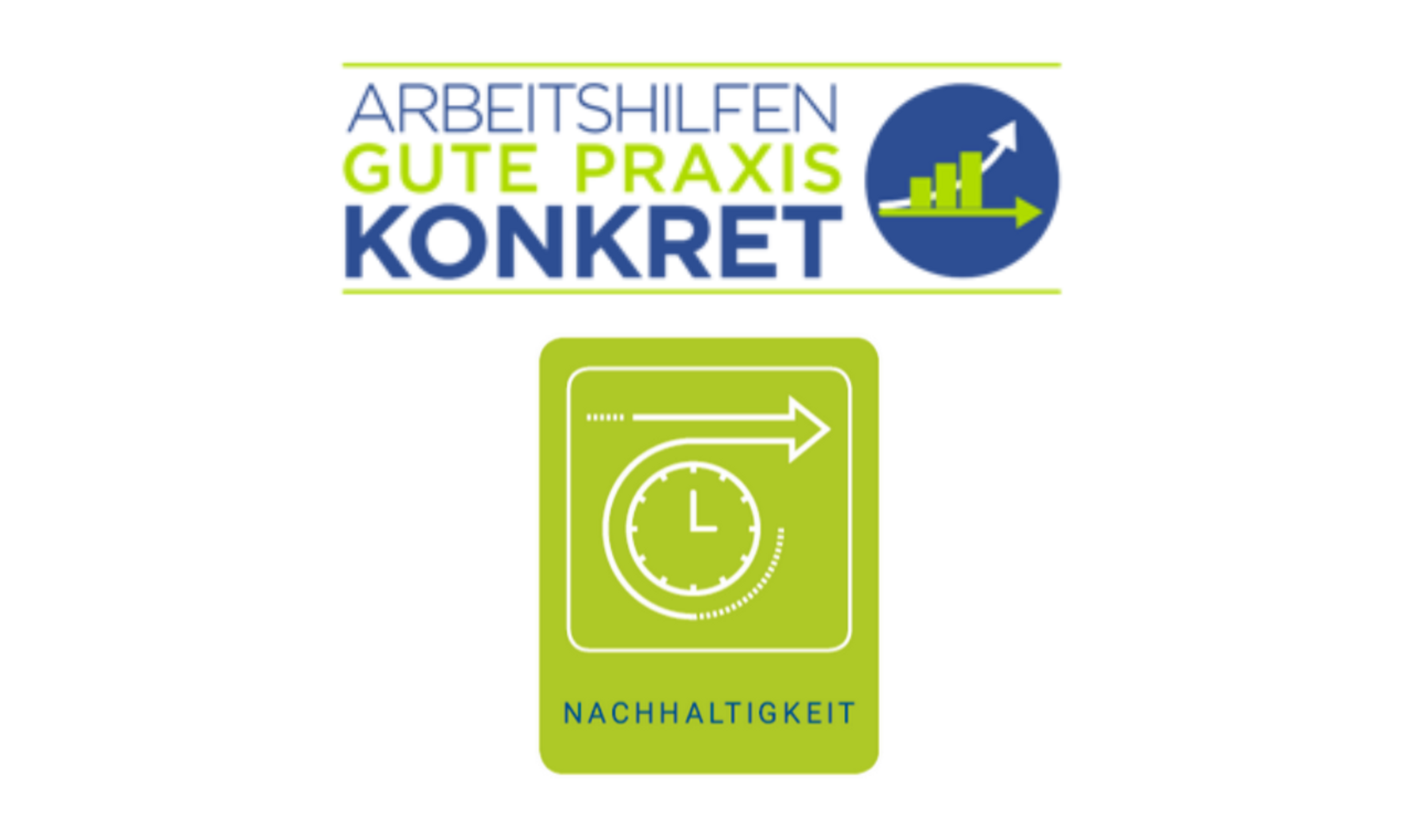 Logo Nachhaltigkeit: Illustration einer Uhr mit Pfeil